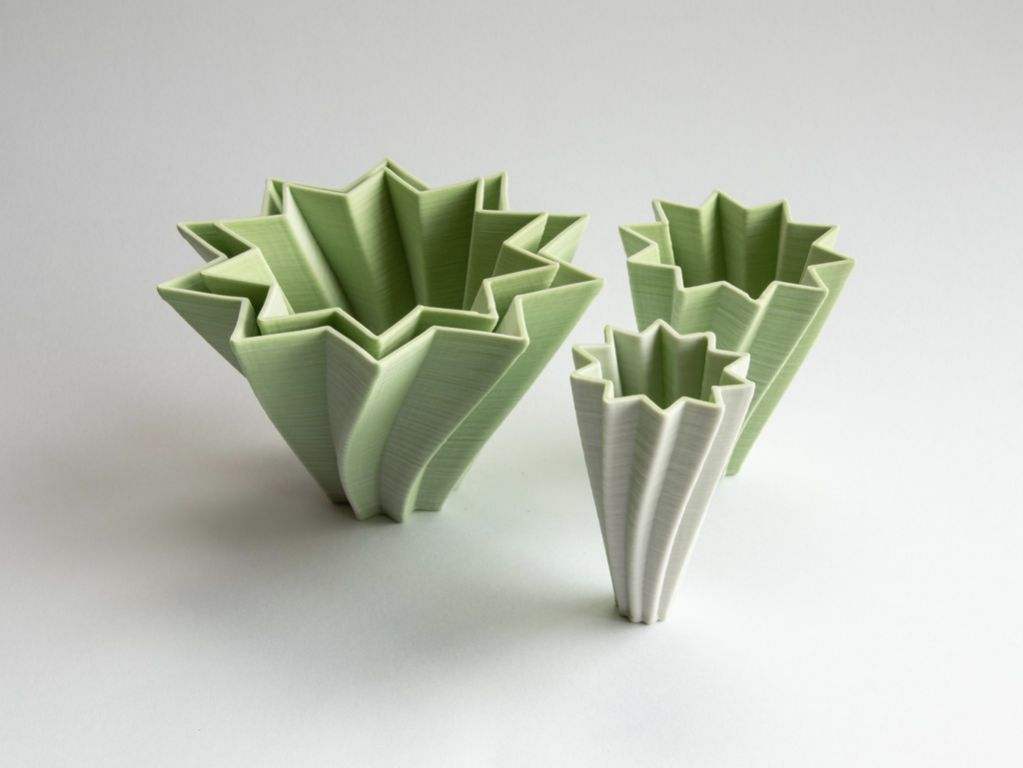 nesting diamond bowls, green porcelain