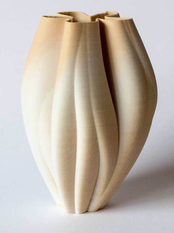 Yellow porcelain tulip vase