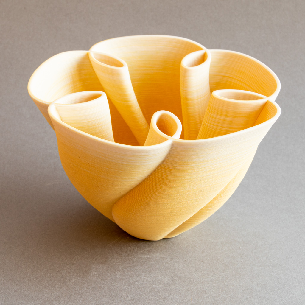 Apple bowl, yellow/white porcelain