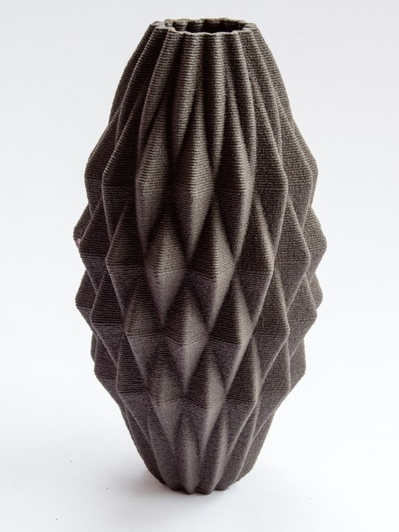 diamond vase, black stoneware