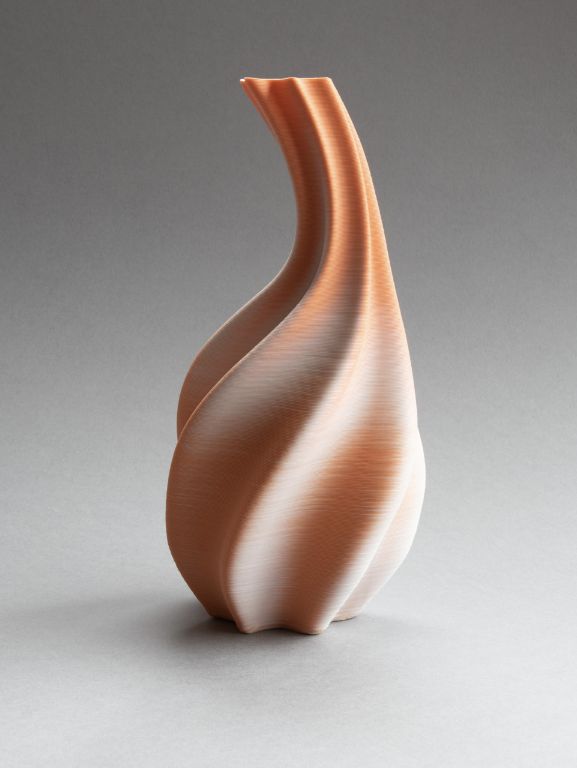 Gourd, red/white porcelain